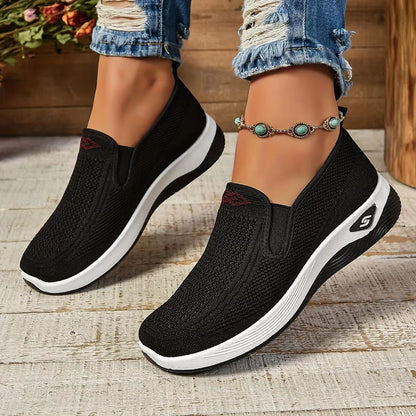Elegant Comfort Womens Casual Sneakers  Soft Sole Solid Color Everyday Style 1