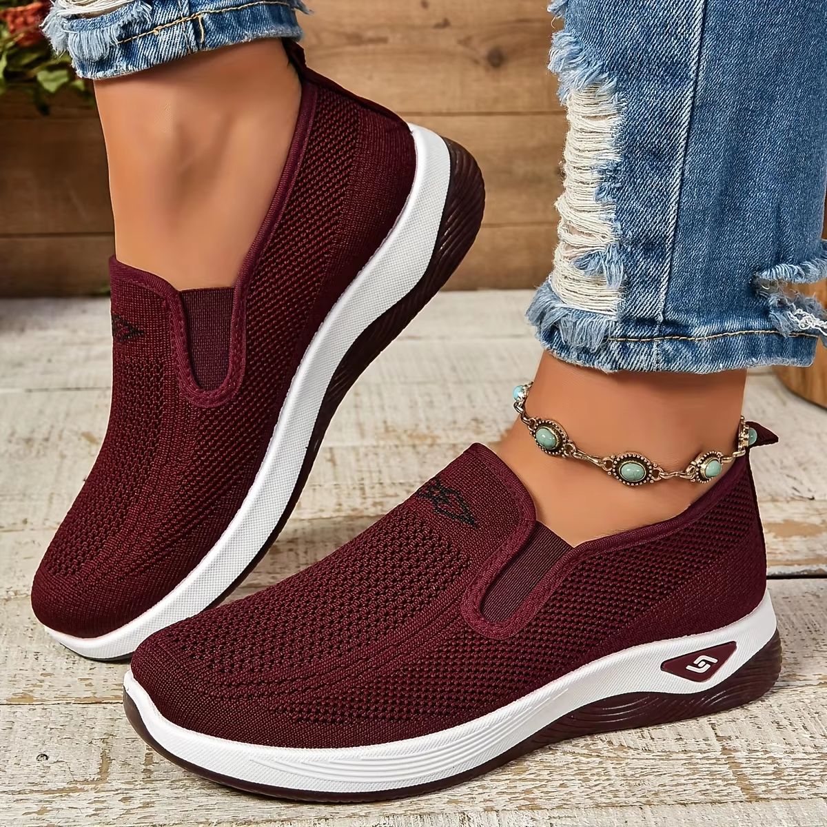 Elegant Comfort Womens Casual Sneakers  Soft Sole Solid Color Everyday Style 2