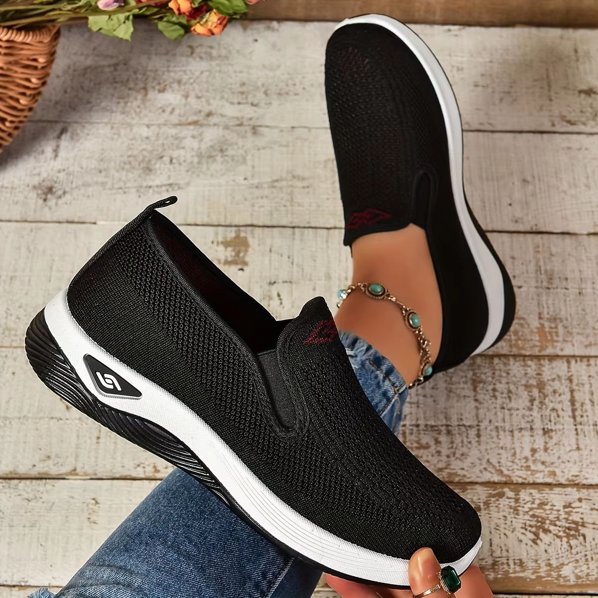Elegant Comfort Womens Casual Sneakers  Soft Sole Solid Color Everyday Style 3