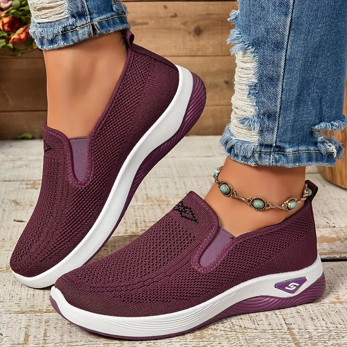 Elegant Comfort Womens Casual Sneakers  Soft Sole Solid Color Everyday Style 4