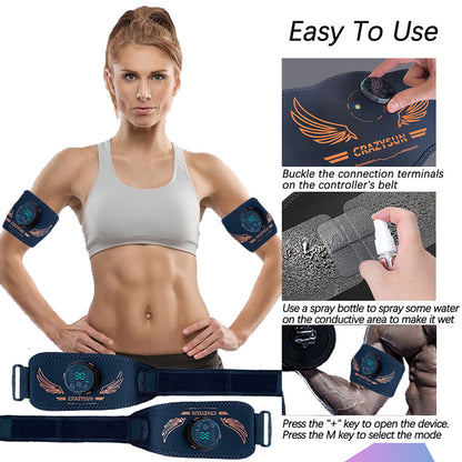 EMS Muscle Stimulator, Smart Muscle Toner, Arm Shaping Trainer, USB Recharge, Weight Loss Massager, Home Gym Fitness