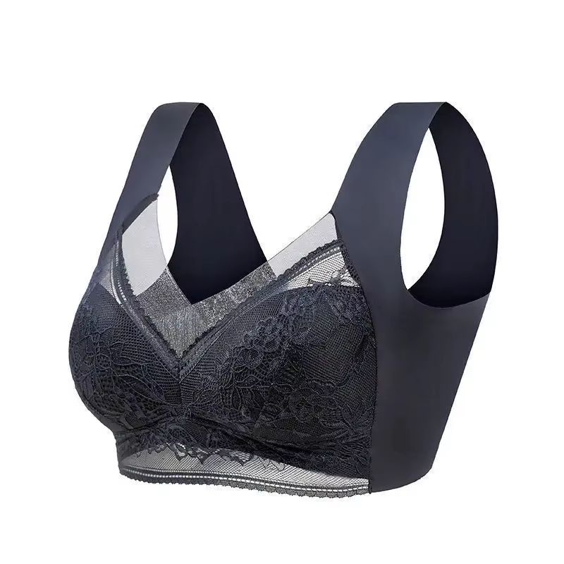 Plus Size Seamless Push Up Bralette  Ice Silk Wireless Lace Bra For Women L6XL 9