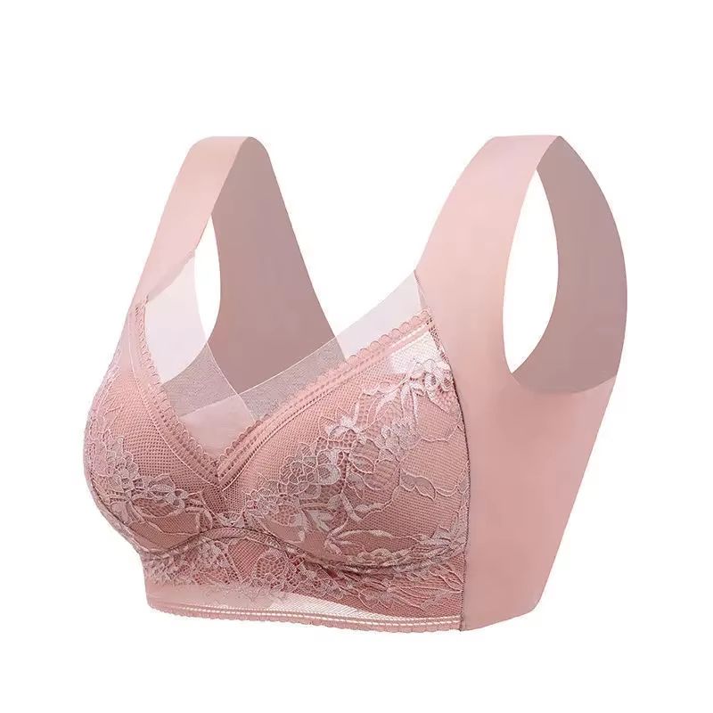 Plus Size Seamless Push Up Bralette  Ice Silk Wireless Lace Bra For Women L6XL 11