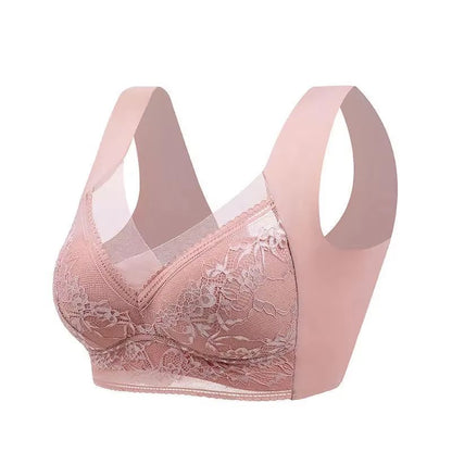 Plus Size Seamless Push Up Bralette  Ice Silk Wireless Lace Bra For Women L6XL 11