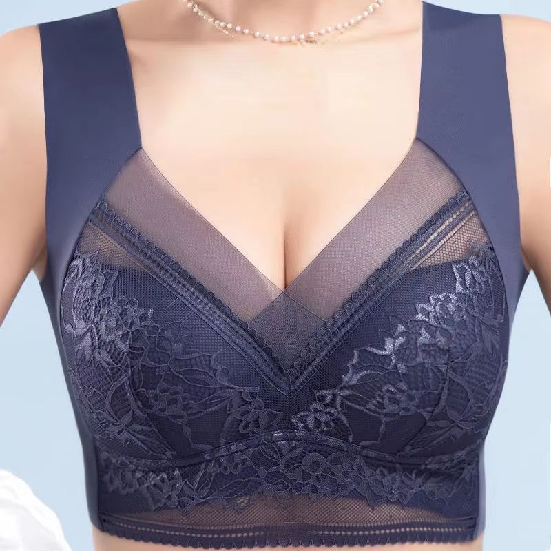 Plus Size Seamless Push Up Bralette  Ice Silk Wireless Lace Bra For Women L6XL 1