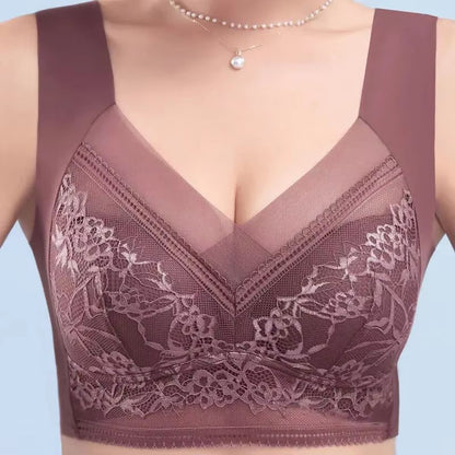 Plus Size Seamless Push Up Bralette  Ice Silk Wireless Lace Bra For Women L6XL 2