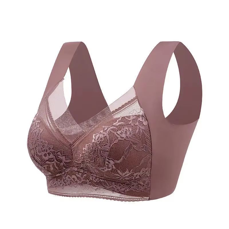 Plus Size Seamless Push Up Bralette  Ice Silk Wireless Lace Bra For Women L6XL 7