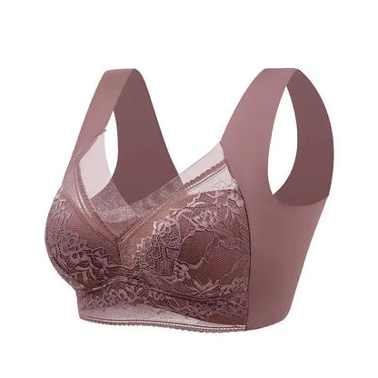 Plus Size Seamless Push Up Bralette  Ice Silk Wireless Lace Bra For Women L6XL 7