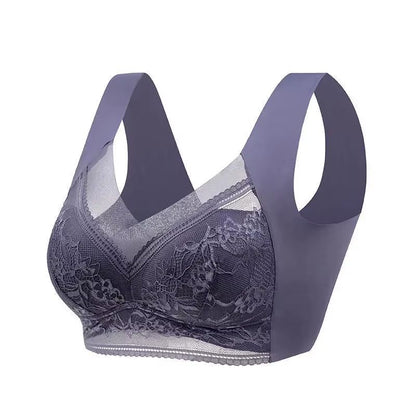 Plus Size Seamless Push Up Bralette  Ice Silk Wireless Lace Bra For Women L6XL 8