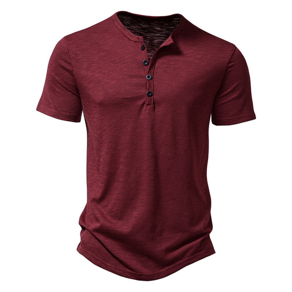 Summer Men Casual Henley Collar Solid Color Short Sleeve T Shirt For Men Polo Style High Quality Me 4