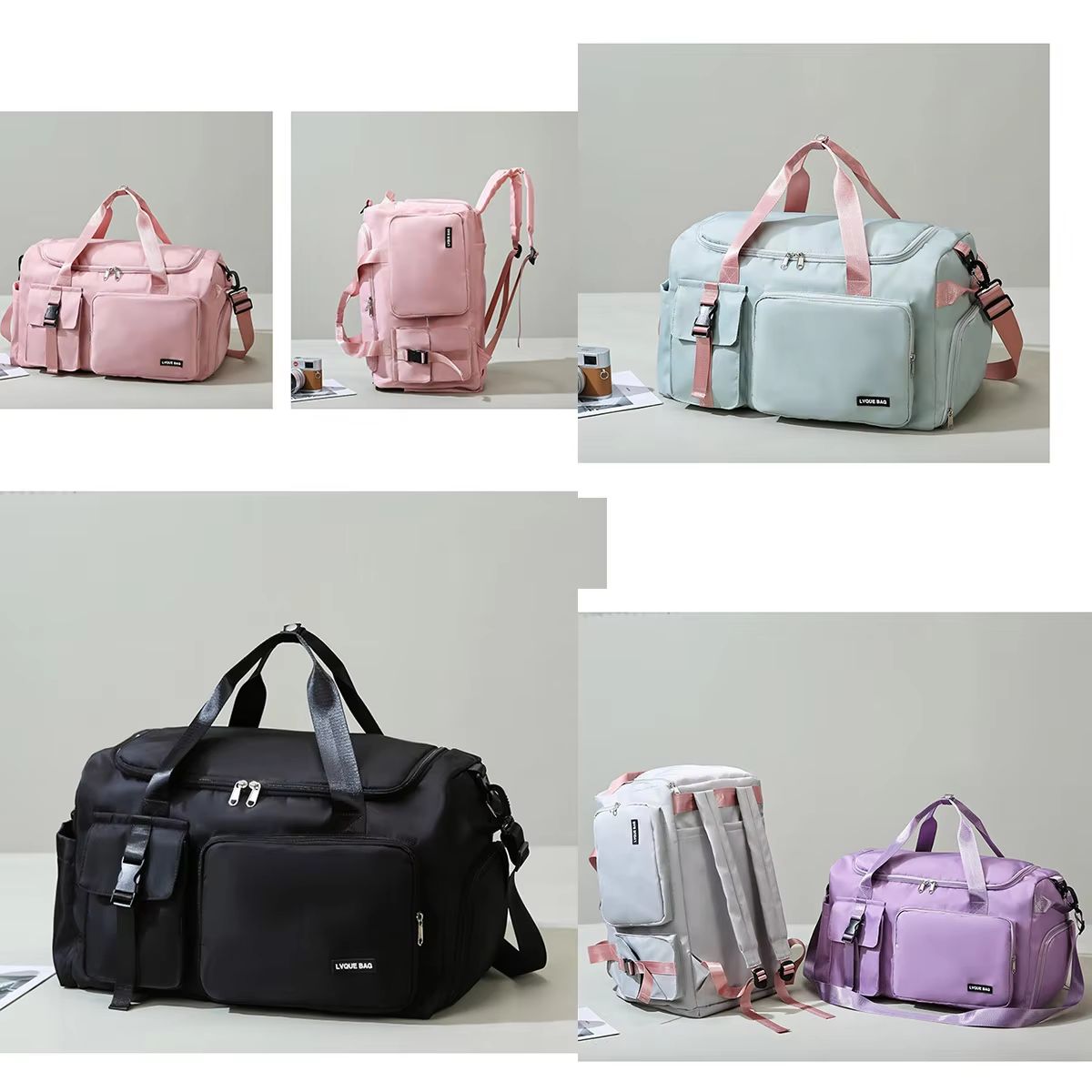 Womens Sports Gym Bag  Waterproof Travel Duffel With Dry Wet Separation  Crossbody Strap 4