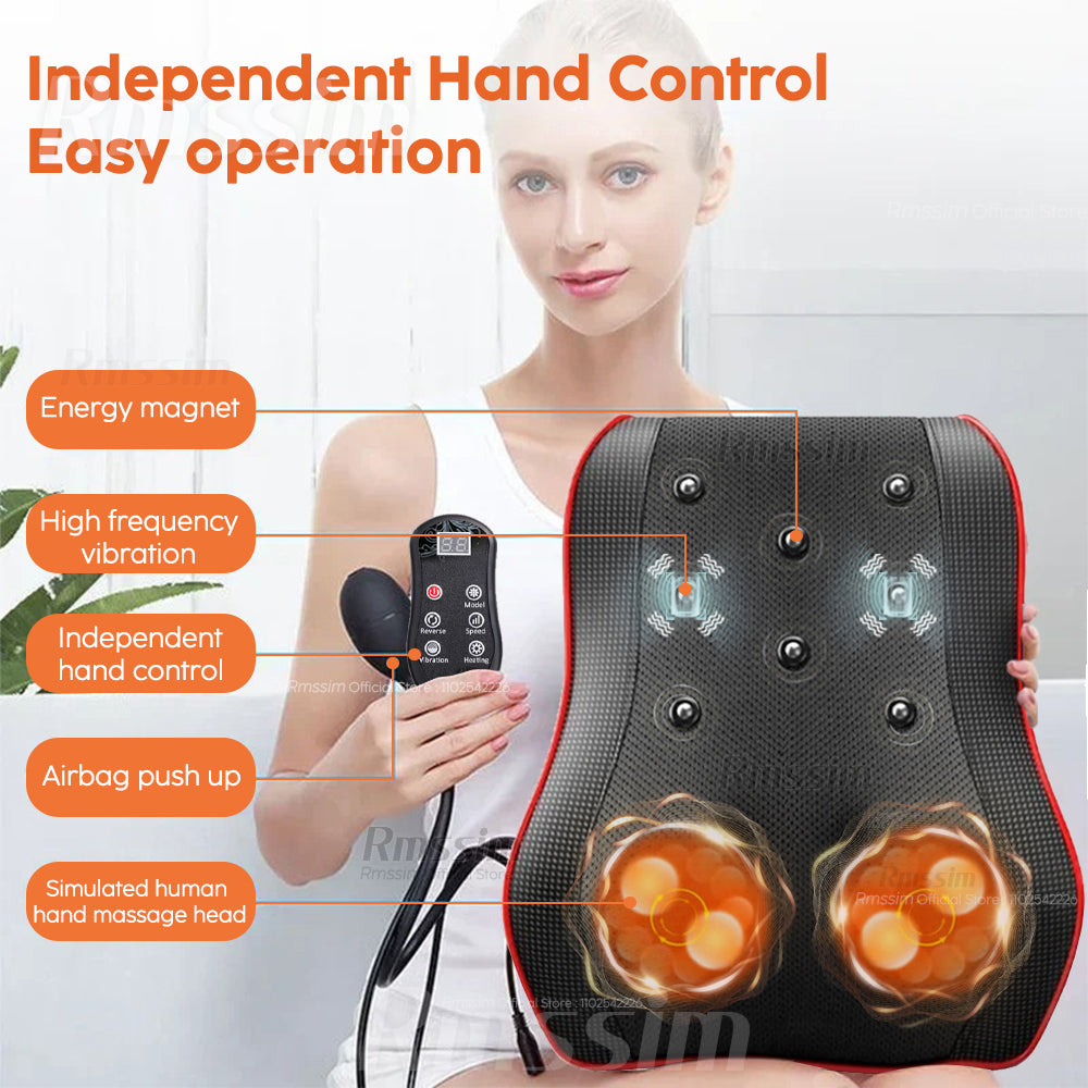 Shiatsu Electric Neck Pillow, Body Back Waist Massager Car with Heating Vibrating Massage, Cervical Traction