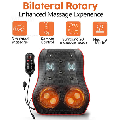 Shiatsu Electric Neck Pillow Body Back Waist Massager Car With Heating Vibrating Massage Cervical T 3