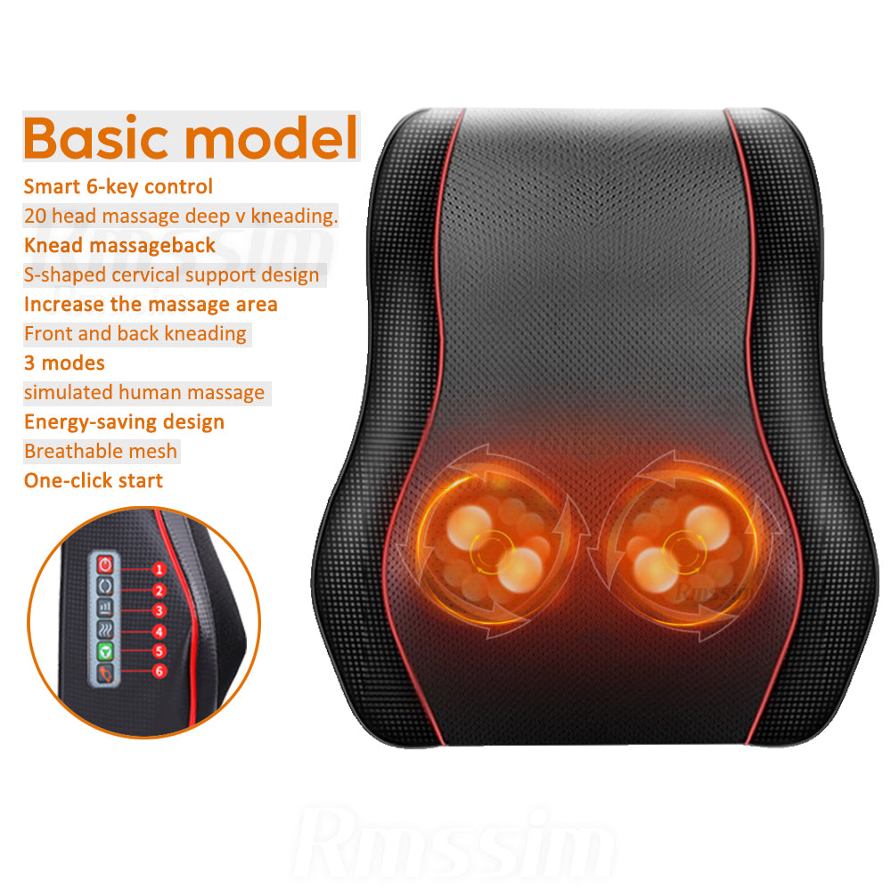 Shiatsu Electric Neck Pillow Body Back Waist Massager Car With Heating Vibrating Massage Cervical T 5