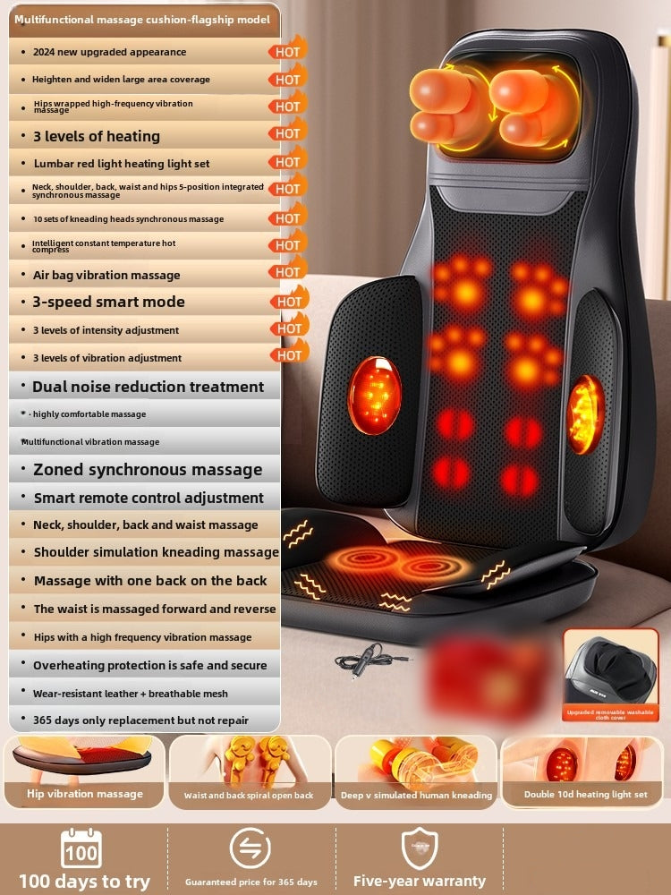 Back Massager Chair Pad With Heat Vibration Full Body Massage Seat Cushion Kneading Warmer Christma 2