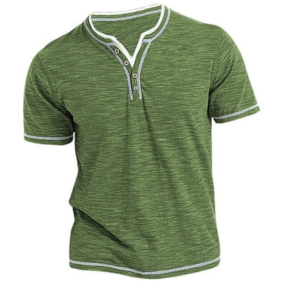 Mens New Cotton Small VNeck Short Sleeve TShirts Casual Henley Collar Slim Elastic Tops Stylish Sum 4