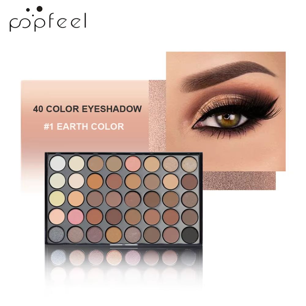 POPFEEL 40Color Eyeshadow Palette  LongLasting Brown  Pink Shades For Easy Makeup Looks 3
