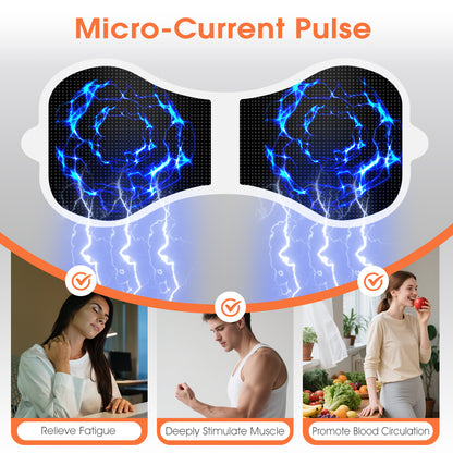 Heated Massage Pad For Cervical Back Leg Arm, EMS Pulse Heating Neck Massage Patch, 6 Modes 19 Levels Mini Massager