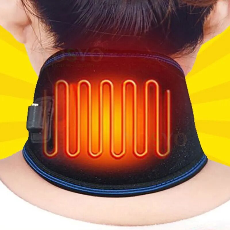 Universal Black Neck Guard Heating Protective Gear, Left Right Three-speed USB Temperature Adjustment