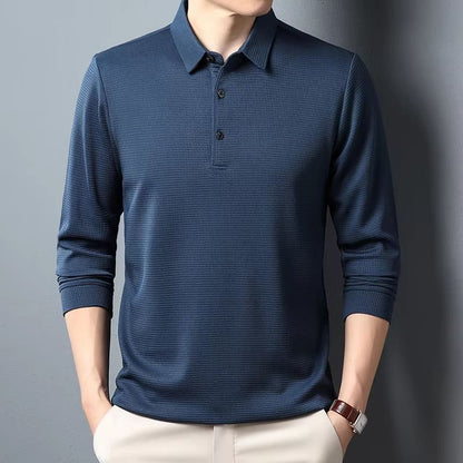 Mens Business Casual Polo Shirt  Comfortable Long Sleeve Summer Top 1