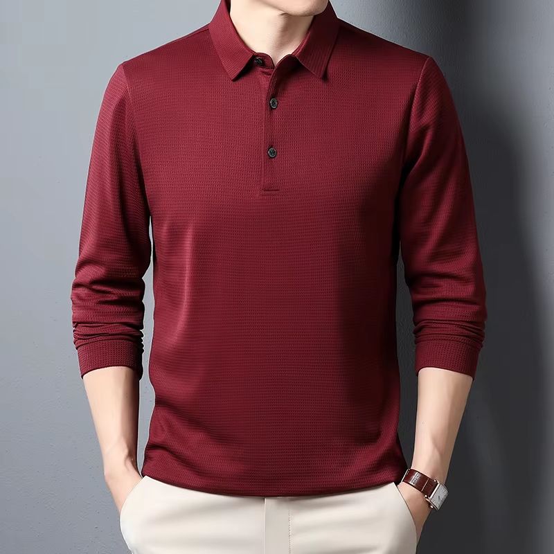 Mens Business Casual Polo Shirt  Comfortable Long Sleeve Summer Top 5
