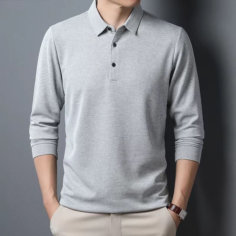 Mens Business Casual Polo Shirt  Comfortable Long Sleeve Summer Top 7