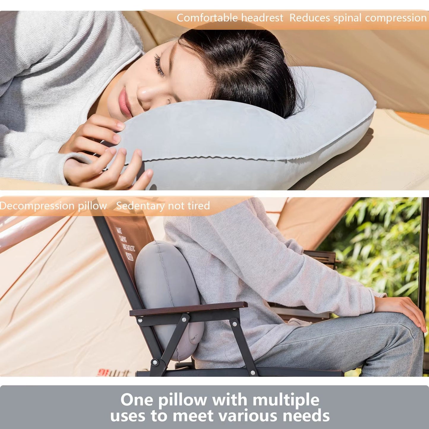 BISINNA Inflatable Camping Pillow  Ultralight Travel Air Pillow For Neck  Lumbar Support 4