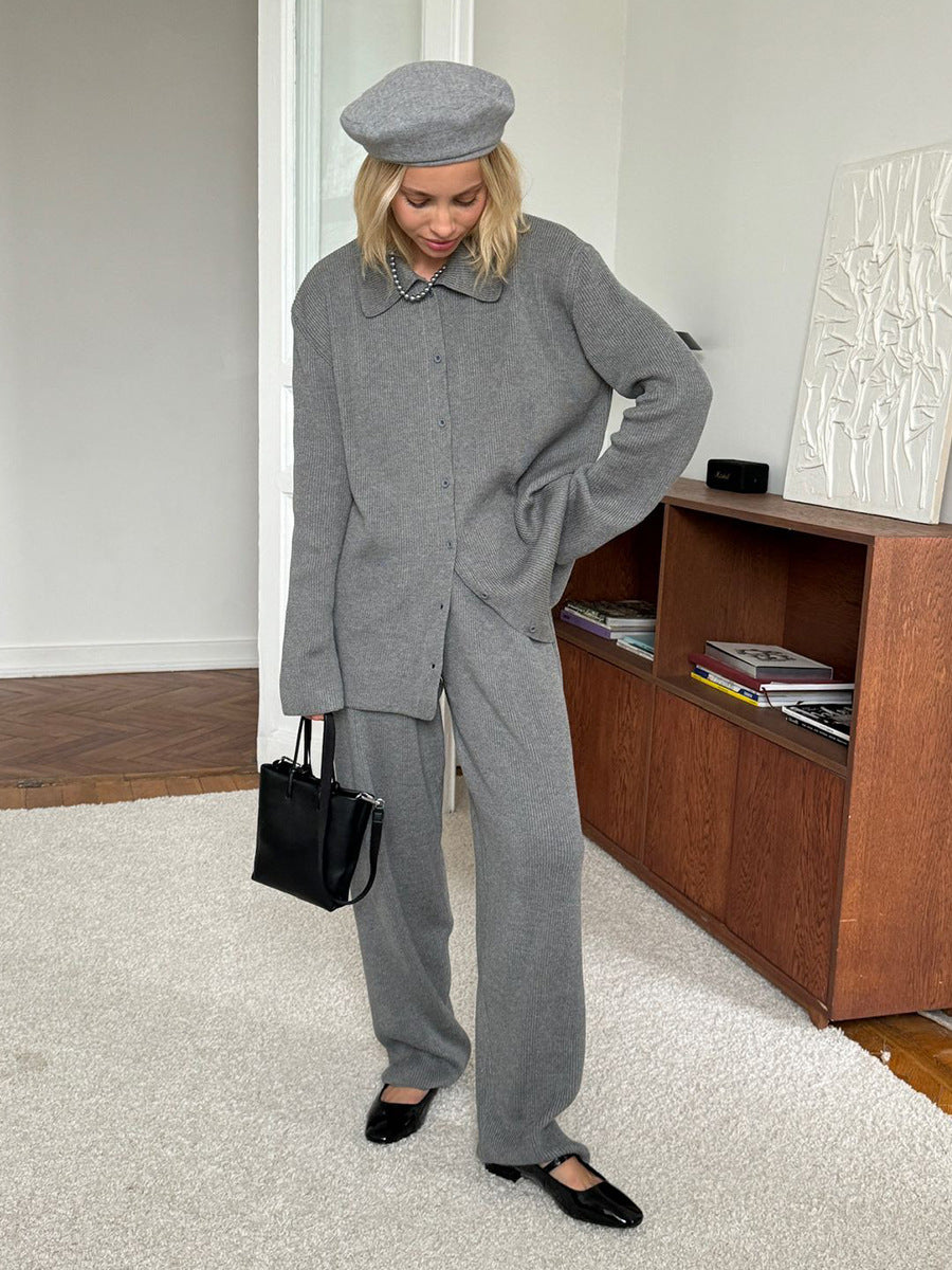 Bornladies Knit Cardigan Pants Set for Autumn Winter, Womens Two Piece Casual Sweater Suit, Warm Soft Thick Knitted Out