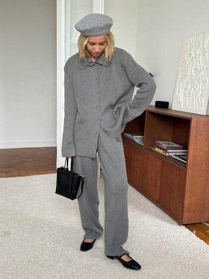 Bornladies Knit Cardigan Pants Set for Autumn Winter, Womens Two Piece Casual Sweater Suit, Warm Soft Thick Knitted Out