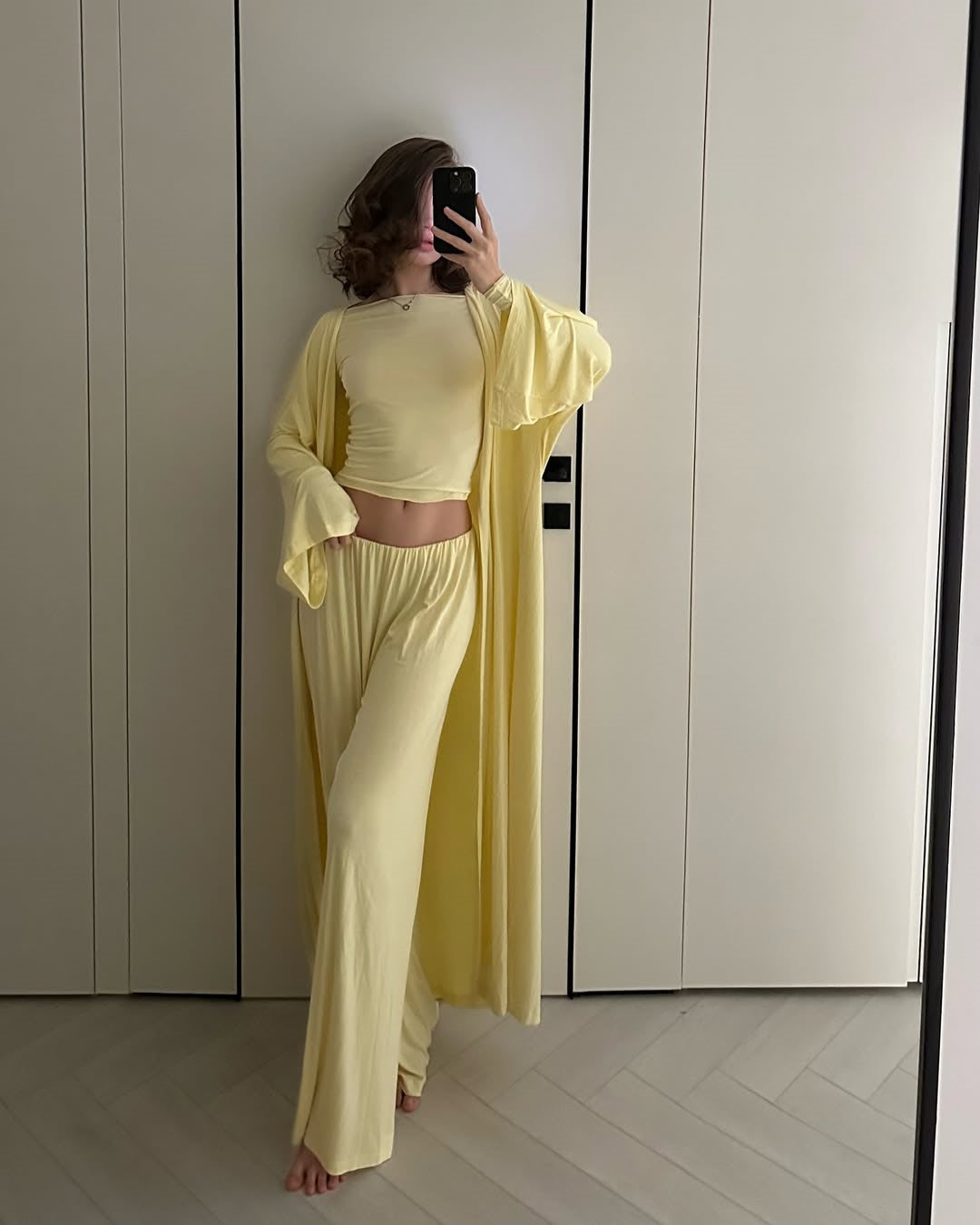 DriftWear Summer Casual Outfit, Long Cardigan, Long Sleeved Top & High Waisted Pants, Fashionable Office Wear Baggy Suit