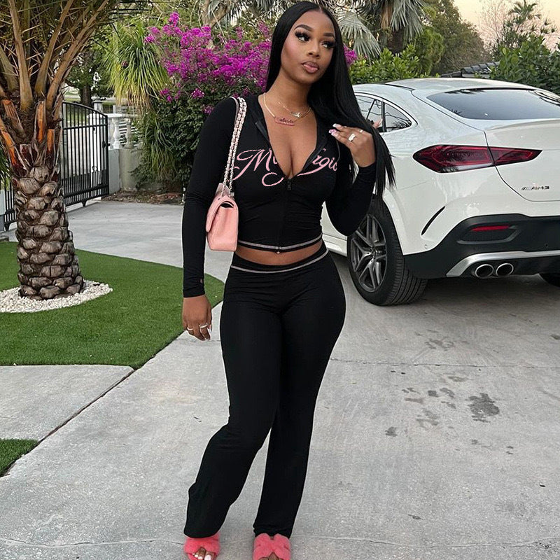 Women Leopard Print Pants Sets Fashion Slim Hooded Cardigan Tight Trousers Two Piece Outfit Trendy Female Streetwear