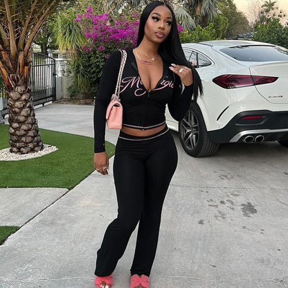 Women Leopard Print Pants Sets Fashion Slim Hooded Cardigan Tight Trousers Two Piece Outfit Trendy Female Streetwear