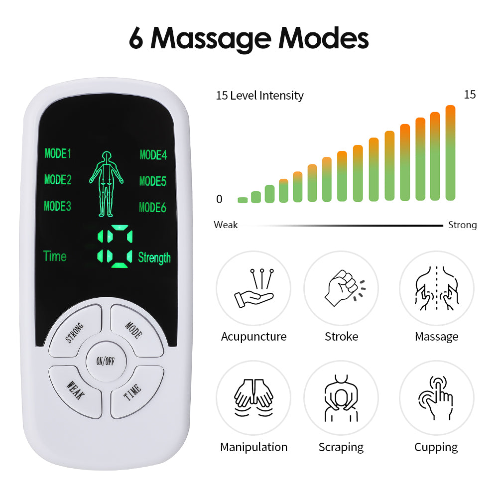 Digital Massage Tool Healthy Care Patchs, 6 Modes Tens Electric Massager for Back Waist Knee Full Body Stimulator