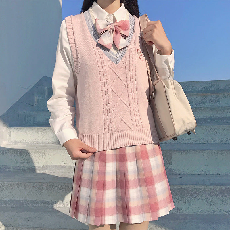Womens Sleeveless Knit Vest Striped V Neck Sweater Pullover For Spring Autumn JK School Uniform Stu 3