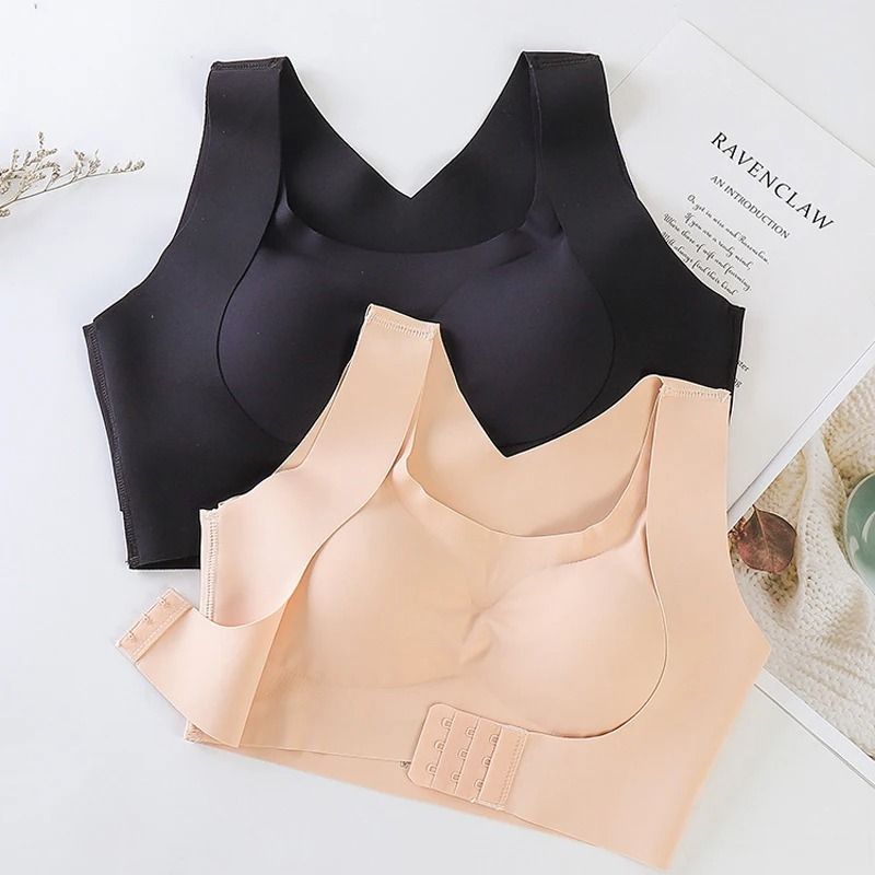 Front Closure Push Up Posture Corrector Bra with Cross Back Support
