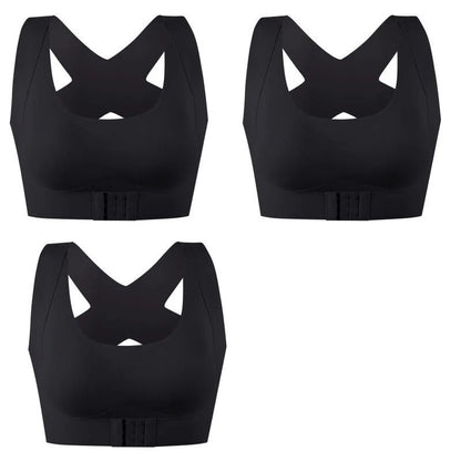 Front Closure Push Up Posture Corrector Bra With Cross Back Support 10
