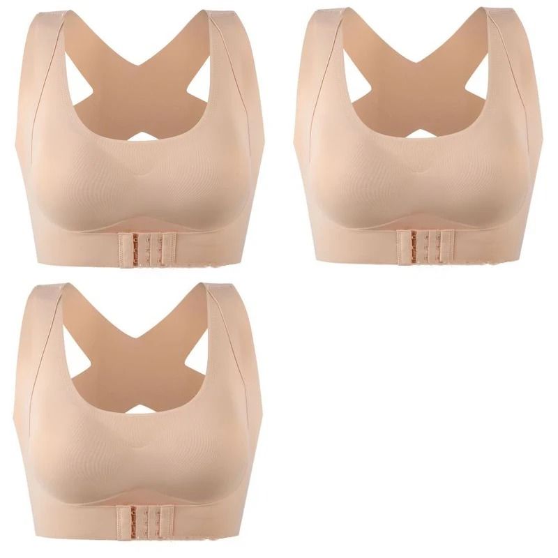 Front Closure Push Up Posture Corrector Bra With Cross Back Support 11