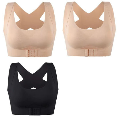 Front Closure Push Up Posture Corrector Bra With Cross Back Support 12