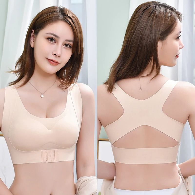Front Closure Push Up Posture Corrector Bra With Cross Back Support 3