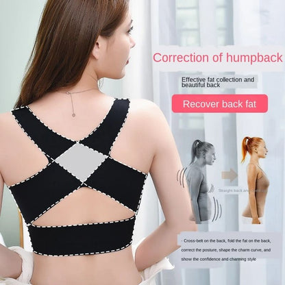 Front Closure Push Up Posture Corrector Bra With Cross Back Support 4