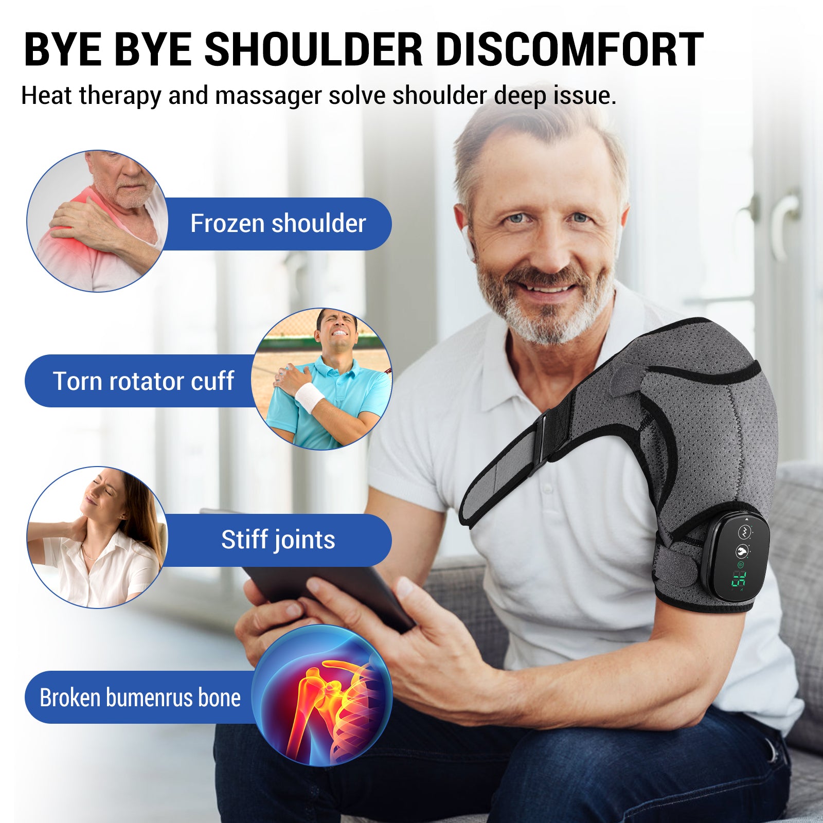 Electric Warm Massage Gear Belt, Heated Shoulder Steamer Massager, Smart Temperature Adjust Pad