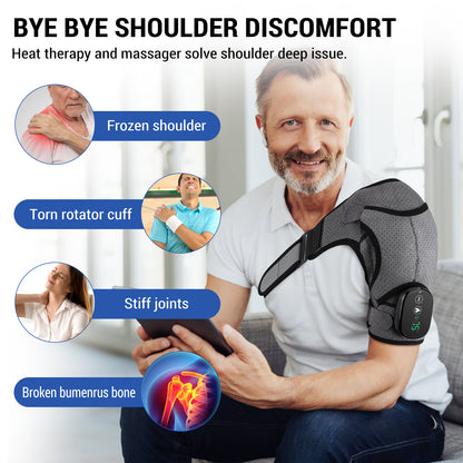 Electric Warm Massage Gear Belt, Heated Shoulder Steamer Massager, Smart Temperature Adjust Pad