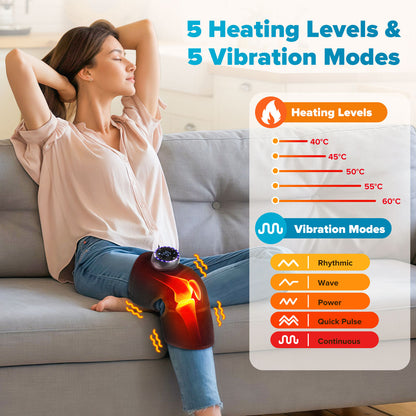Adjustable Protective Strap Knee Brace, 3 in 1 Cordless Heating Knee Shoulder Elbow Massager Pad