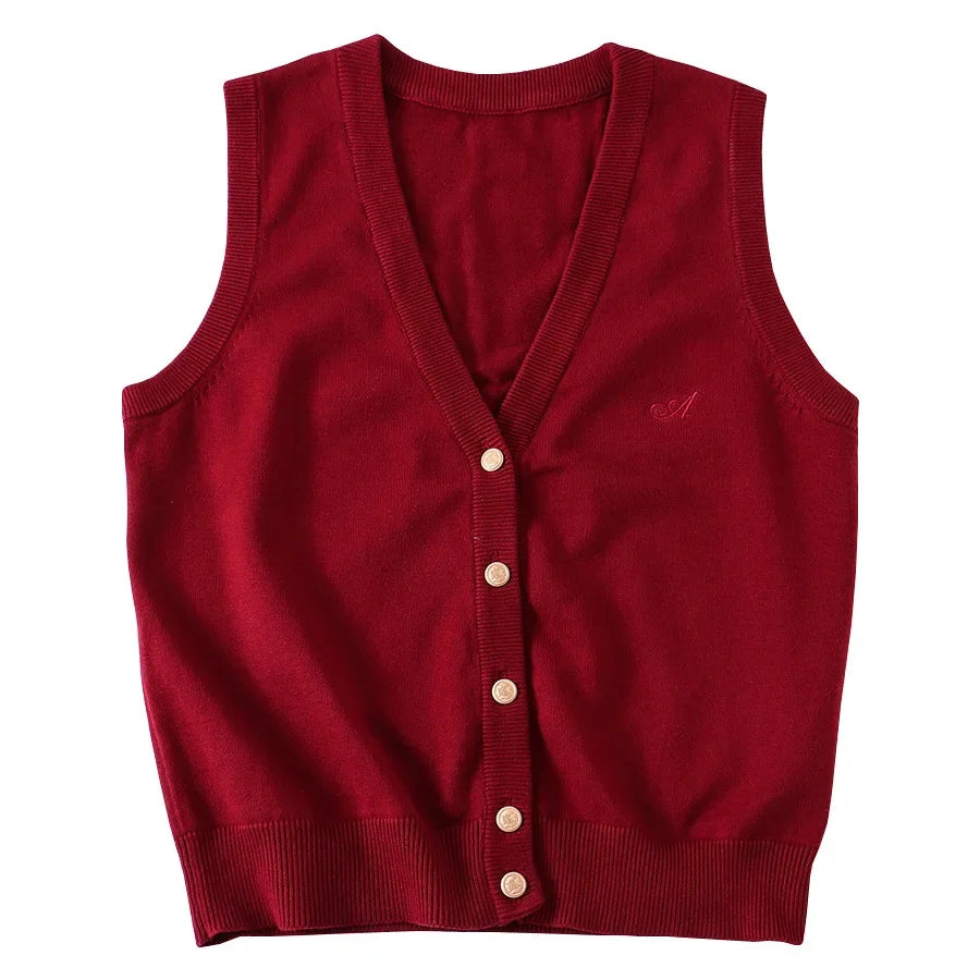 JK Uniform Knit Vest Gyaru School Cardigan Girls Preppy Sweater Vest For High School Class Autumn F 14
