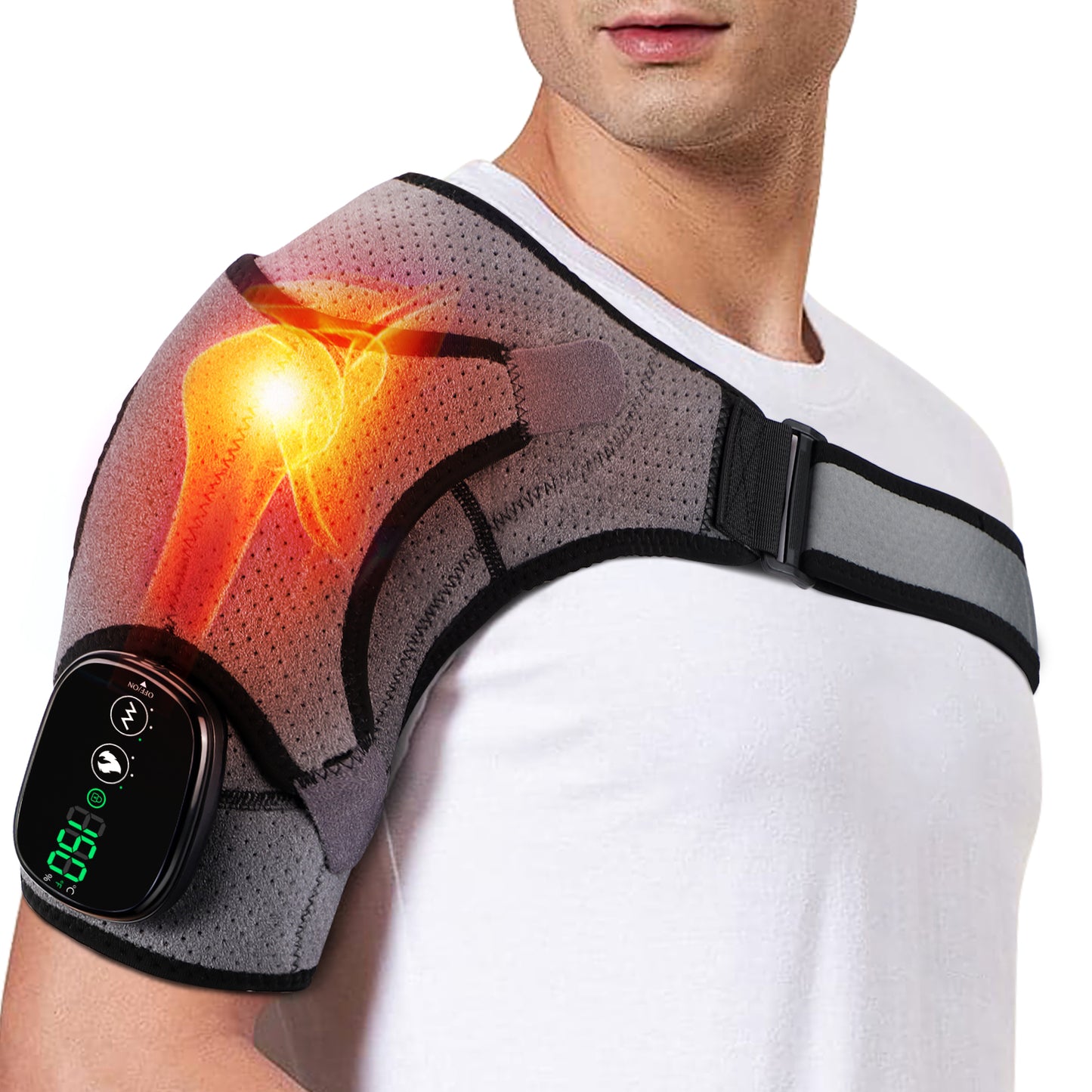 Shoulder Steamer Brace & Vibration Heated Pad, Electric Heating Support Belt for Shoulder Knee, Muscle Relaxer Massage