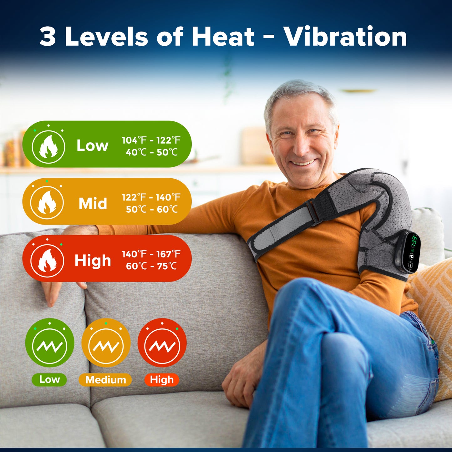 Shoulder Steamer Brace  Vibration Heated Pad Electric Heating Support Belt For Shoulder Knee Muscle 2