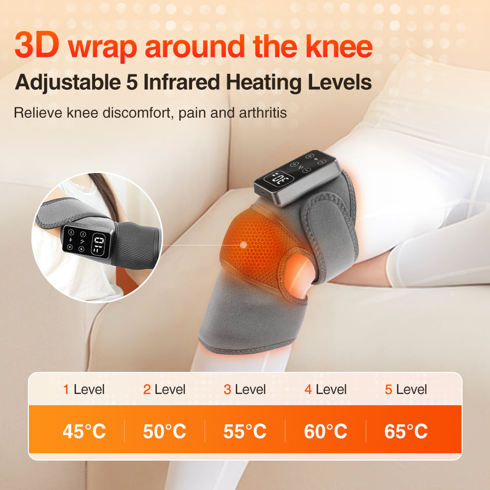 Rechargeable Knee Protector Wrap Vibration Massage Brace Electric Heating Pad 5 Gear Knee Massager  1