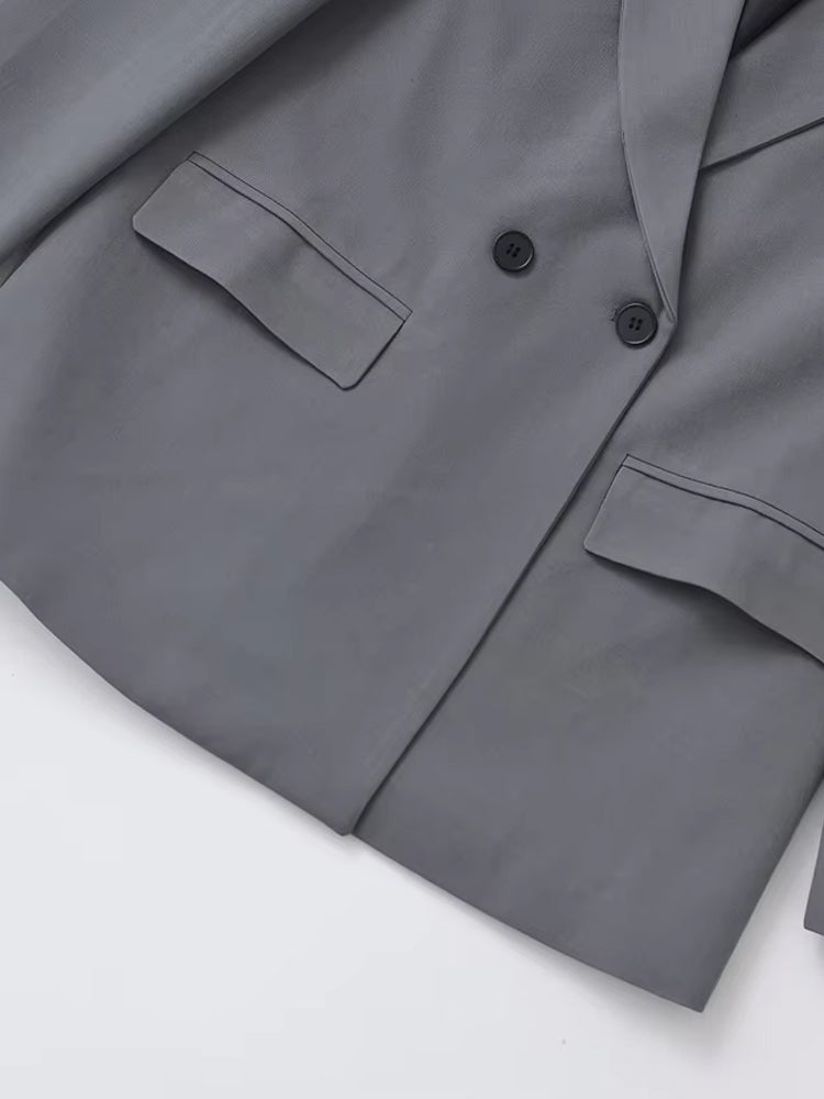 TRZA Womens Double Breasted Blazer, Office Wear Blazer Coat with Flap Pockets, Long Sleeve Chic Tops, Female Outerwear