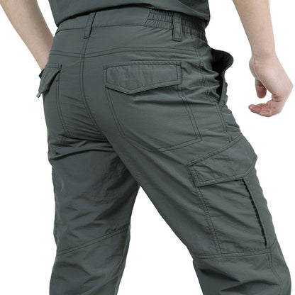 Lightweight Mens Summer Tactical Cargo Pants, Casual Waterproof Trousers, Durable Multi-Pocket Outdoor Hiking Pants