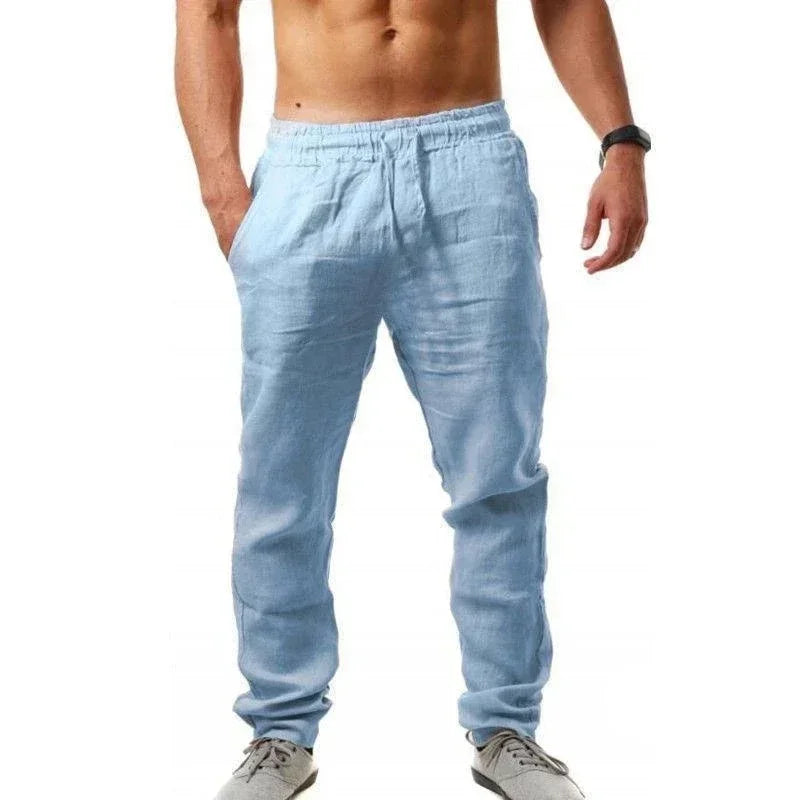 Mens HipHop Sports Pants New Spring Summer Fashion Cotton Linen Breathable Wide Leg Pants With Simp 3